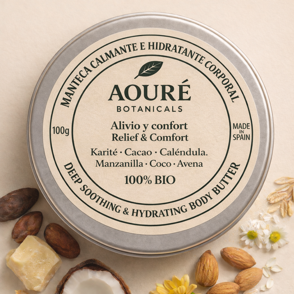 Manteca Calmante 100% Bio | Karité, Cacao, Caléndula, Manzanilla & Avena  – AOURÉ BOTANICALS